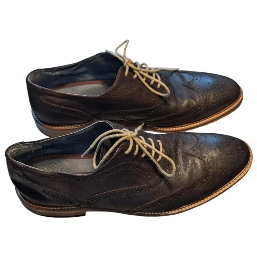 RUSH Gordon Rush Brown Emory Brown Wingtip Oxford Men's 9.5 Leather Upper